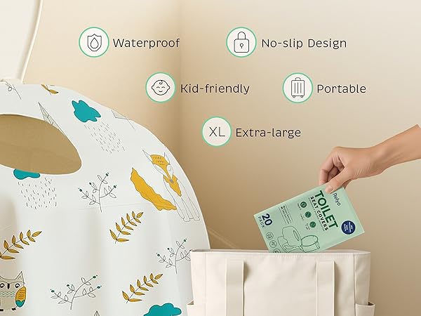 how to use kids toilet seat cover, peel and stick, public restroom hygiene, toddler travel gear
