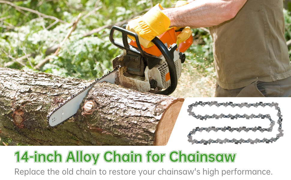 4 PCS 14inch Chainsaw Chains, 3/8inch Pitch Chainsaw