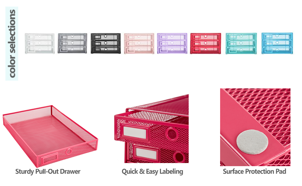 Annova Desk Organizer Wire Mesh 3 Tier Sliding Drawers