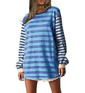 AMEBELLE Tops for Women Trendy Oversized Long Sleeve Shirts for Women Y2K Tops Stripe Tee Womens ...