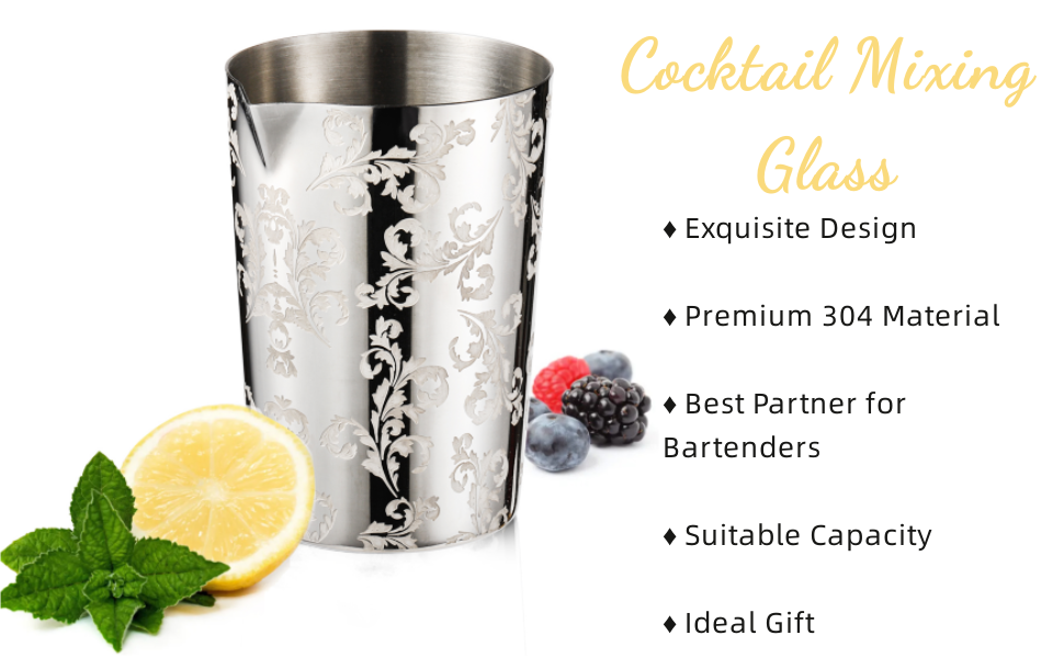 Noamus Cocktail Mixing Glass, 17 Oz 304 Stainless Steel