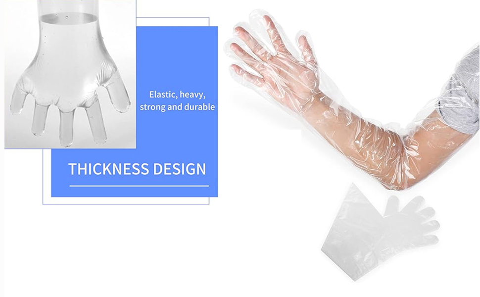 Jcwto 50pcs Disposable Long Plastic Gloves, Veterinary