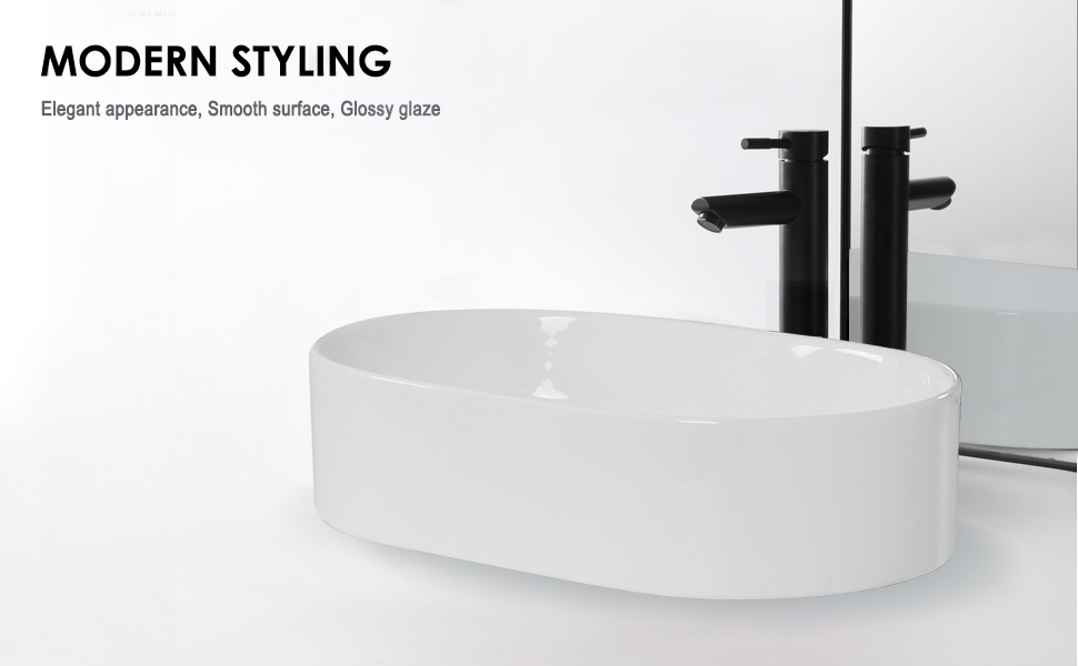 bathivy 17.7" x 11" Oval Vessel Sink with Pop Up Drain, Bathroom Vessel