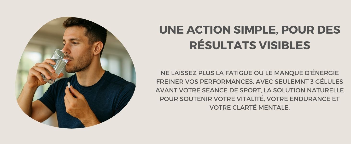 Le texte indique « UNE ACTION SIMPLE, POUR DES RÉSULTATS VISIBLES », suivi d'images de démonstration du produit illustrant la technique d'application.