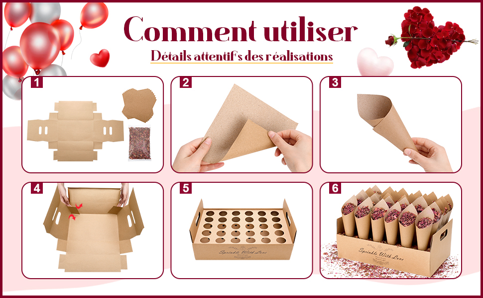 Bohoman 30pcs Confettis Mariage Kraft Papier Plateau de boîte de