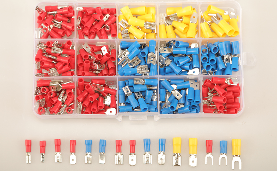 Feggizuli 330PCS Crimp Connectors, 2.8mm 4.8mm 6.3mm Male and Female