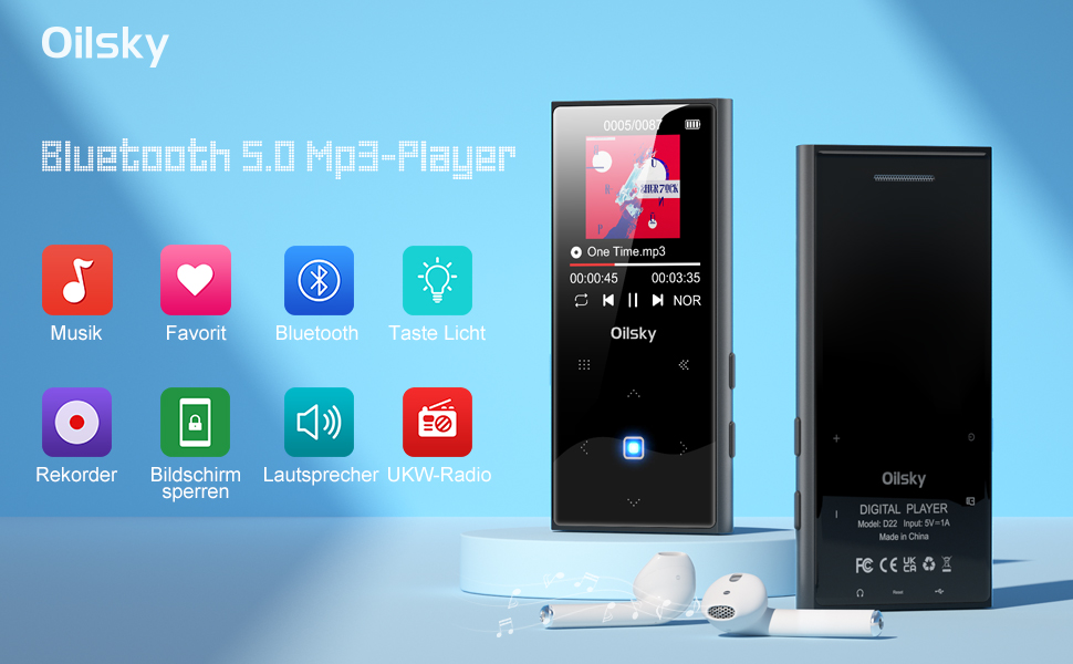 MP3 Player, Oilsky 32GB Music Player with Bluetooth 5.0, HiFi Lossless