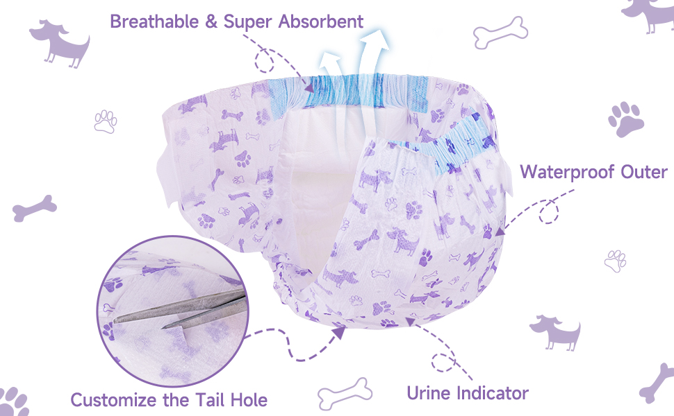 MICOOYO Disposable Dog Diapers Female, Doggie Diapers for Dogs Female