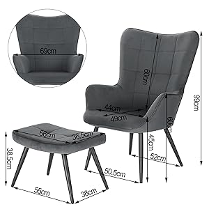 WOLTU Poltrona Imbottita Con Pouf Poggiapiedi Sedia Poltroncina Relax In Velluto Crema 17 relaxsessel