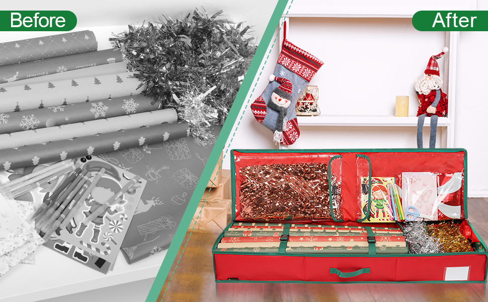 Ceadyxiao Gift Wrap Organizer, 42'' Christmas Wrapping