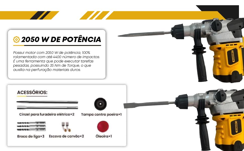 Martelete Rompedor Perfurador Profissional Sds Plus 2050W Sds Plus