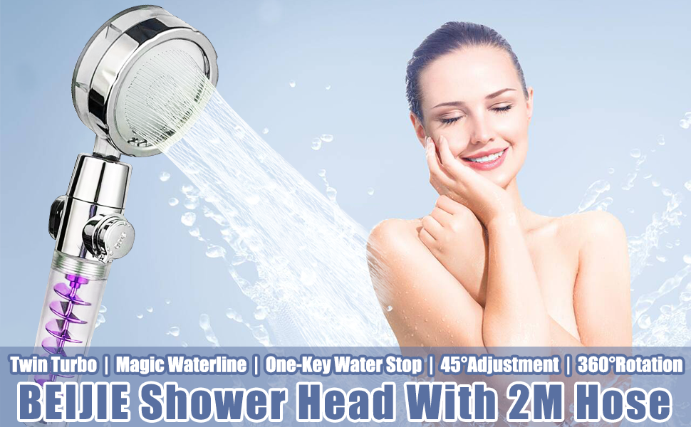 Shower Head and Hose 2M, Universal High Pressure Handheld Shower Heads