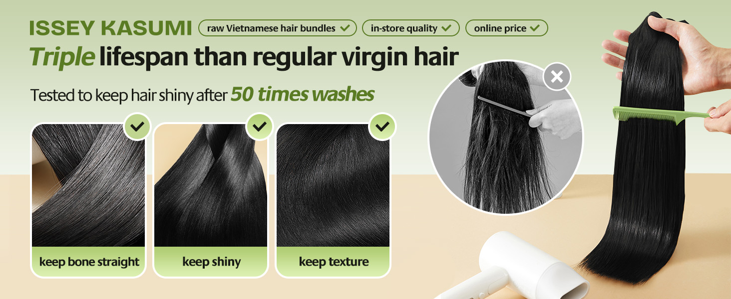 ISSEY KASUMI Raw Vietnamese Human Hair Bundles,Triple