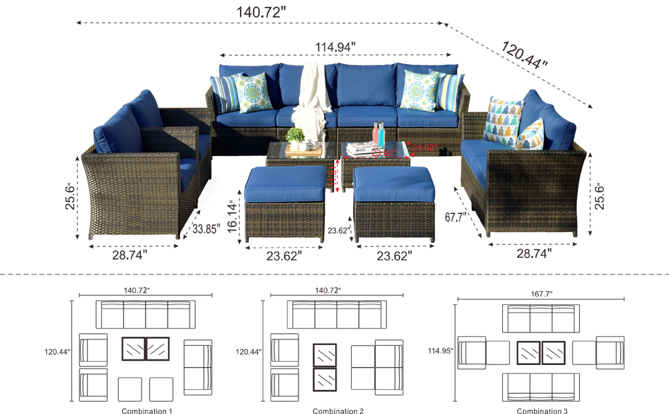 ovios Patio Furniture Set 12 Piece Fully Assembled Outdoor