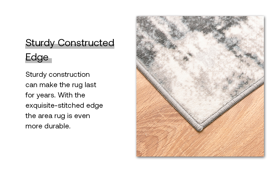 Art&Tuft Washable Rug, AntiSlip Backing Abstract 4x6 Rug, Stain Resistant Rugs for