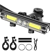 Easymaxx Super Bright LED Bike Lights for Night Riding, Rechargeable Bicycle Headlight with Hook,...