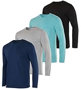Real Essentials 4 Pack: Men's Dry-Fit Active Athletic Long Sleeve Pocket Crew T-Shirt Outdoors UP...