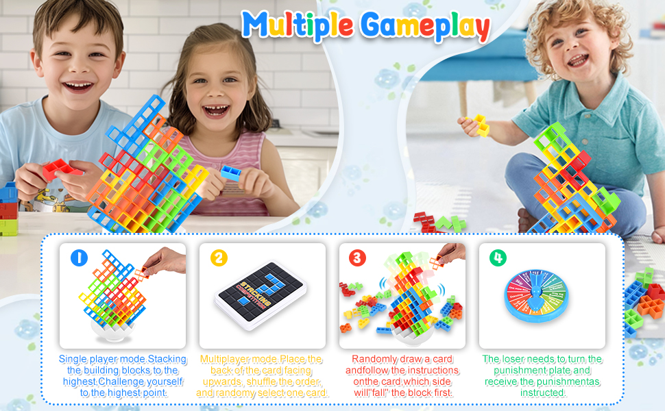 Amazon.com: 70 Pcs Tetra Tower Stack Game, Tetra Balance Tower Game for ...