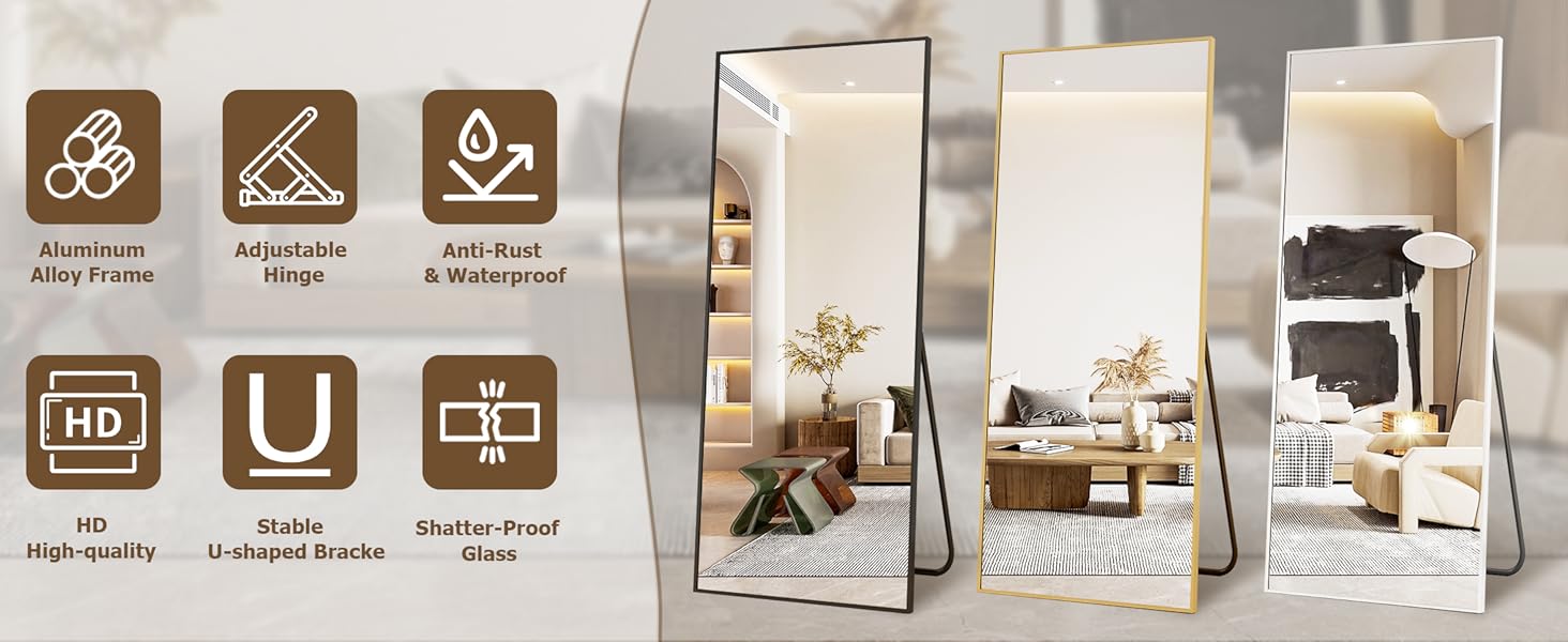 68"x 24" Full Length Mirror with Stand, ... 16 floor mirror black