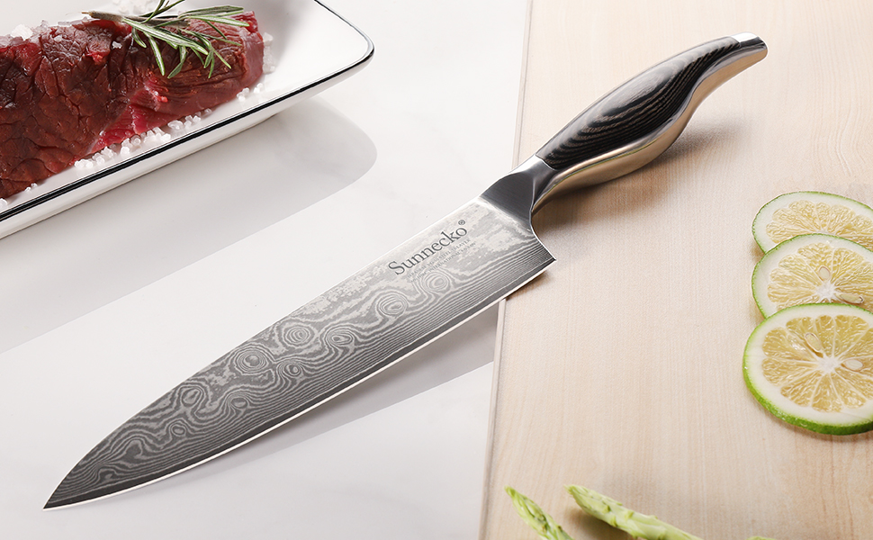 73層のダマスカス　牛刀 Amazon.co.jp: Sunnecko 包丁 ダマスカス 73層 シェフナイフ