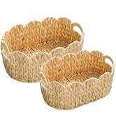 Coeusy Scalloped Basket,Water Hyacinth Basket for Organizing and Decor,Hand-Woven Rattan Baskets ...
