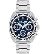 COACH Charter Men's Chronograph Quartz Watch – 39 mm Stainless Steel Case – Link Bracelet – Essen...