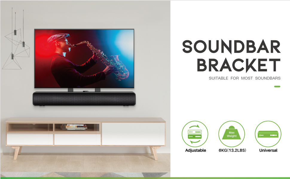 USXMOUNT Universal soundbar mount for mounting above or below TV with
