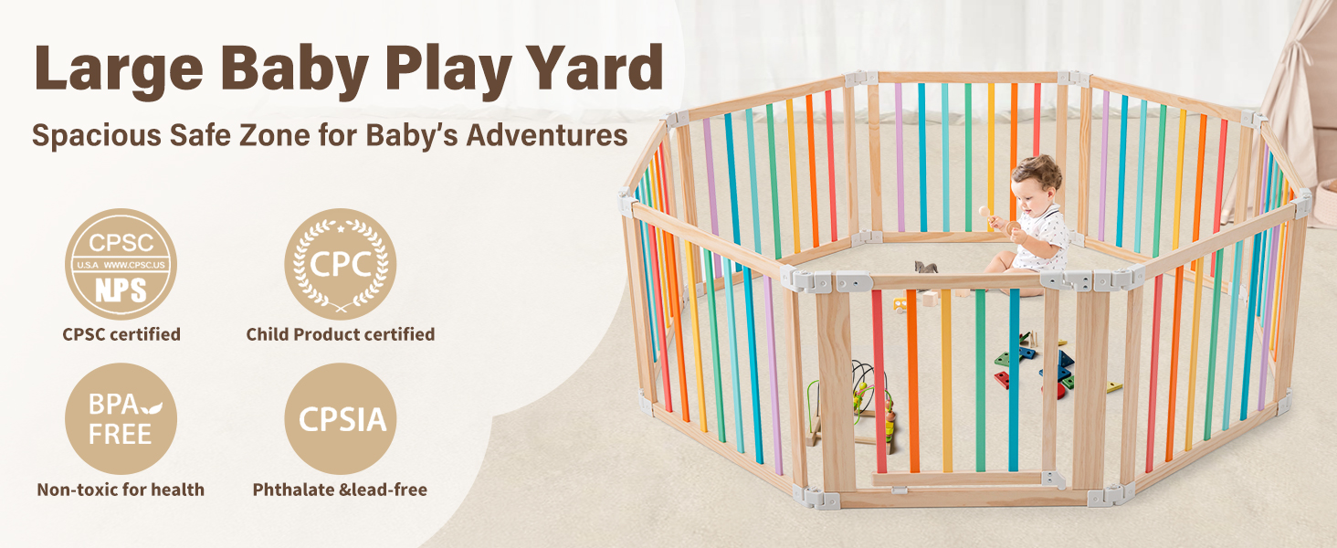 Foldable Wooden Baby Playpen