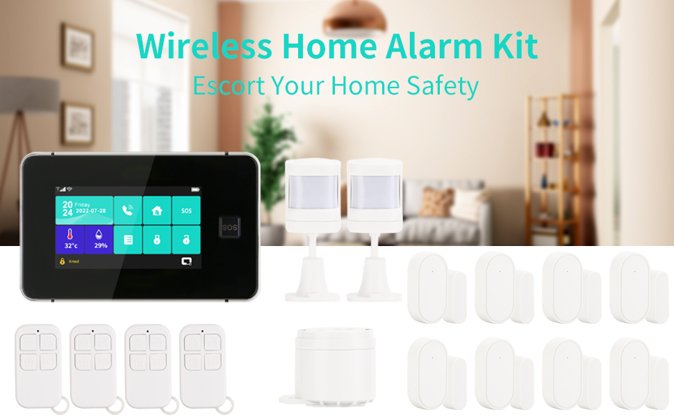 D1D9 Hausalarmsystem Touchscreen Home AntiEinbruchsicherheit 18 Stück