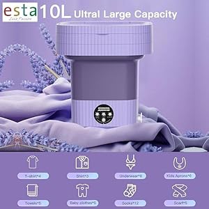 ESTA 10L Foldable Washing Machine Large Capacity, Suitable for Baby Clothes, Socks, Towels
