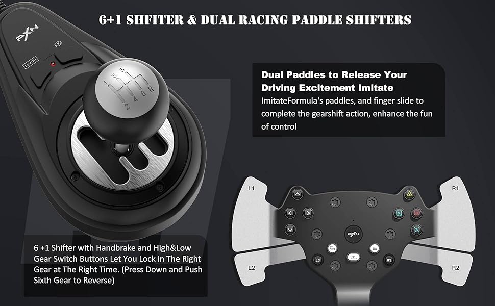 PXN V10 Gaming Steering Wheel with Pedals and Shifter Force Feedback