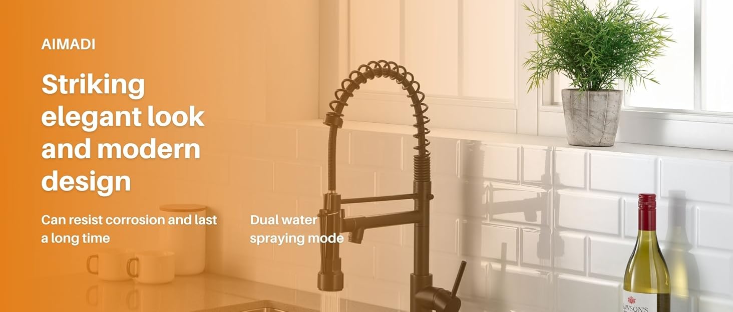 AIMADI Commerical Kitchen Faucet with Sprayer,Single Handle Pull Down
