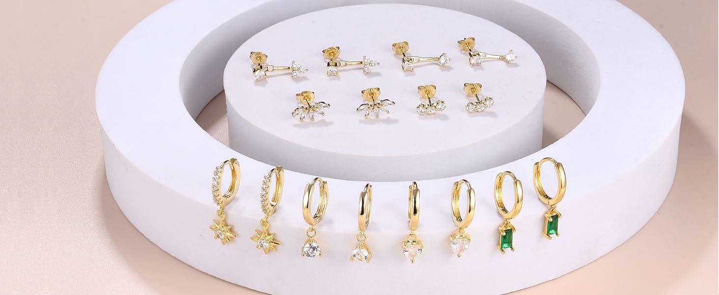 gold earrings set