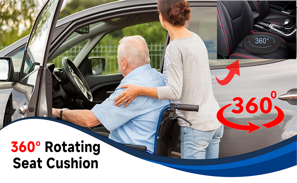 Firtideti 360u00b0 Rotating Seat Cushion For Car, 2024 New 360 Degrees Elderly Support