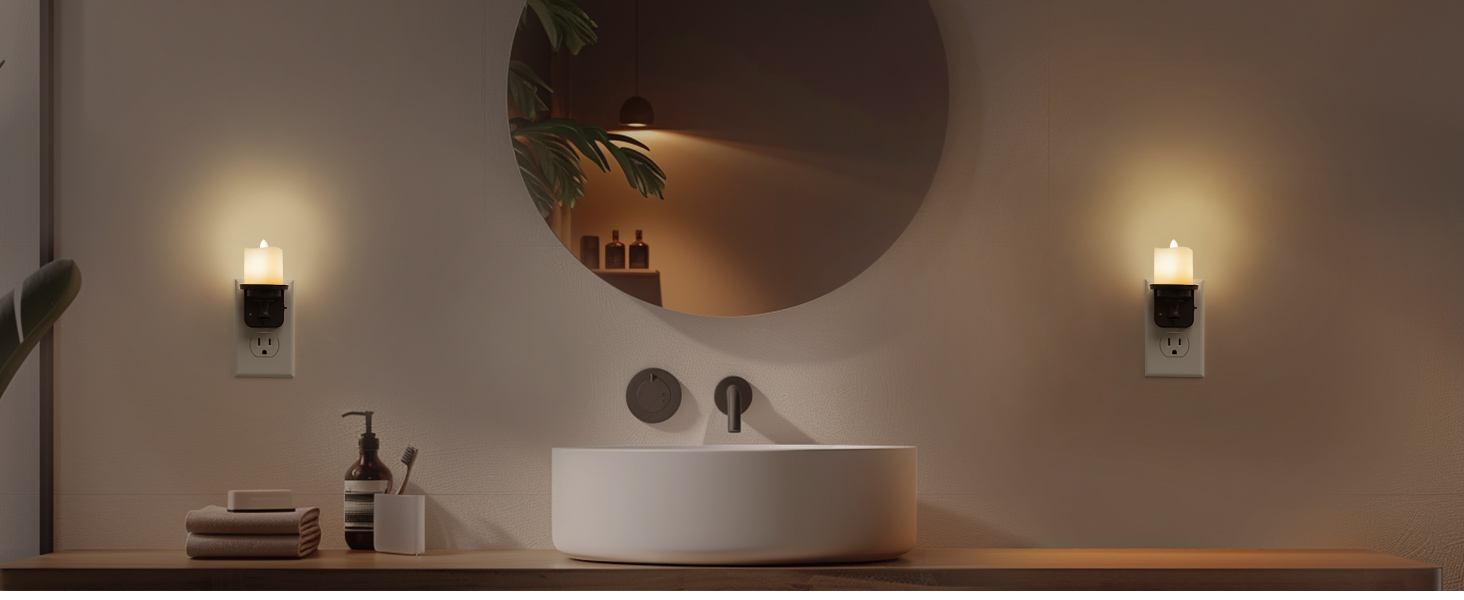 candle night lights plug into wall led