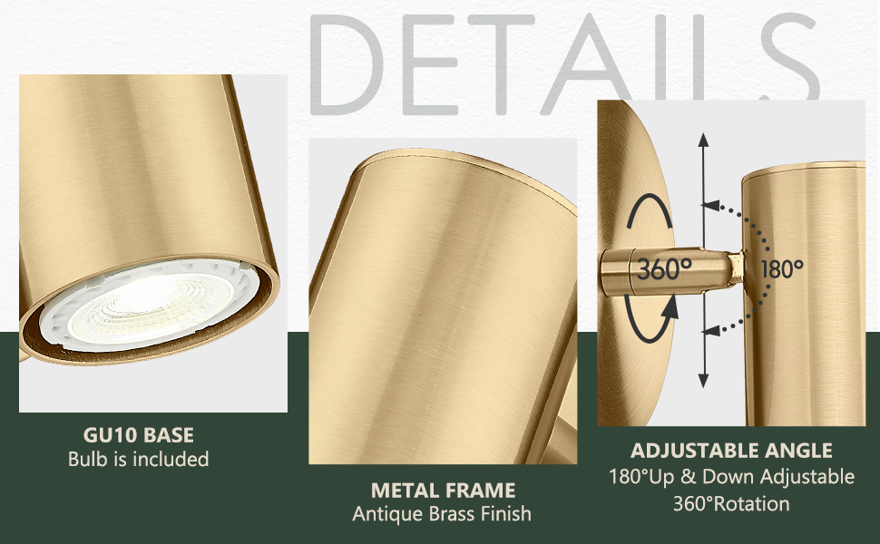 Cargifak Gold Wall Sconce, Modern Wall Light Fixture, LED Track