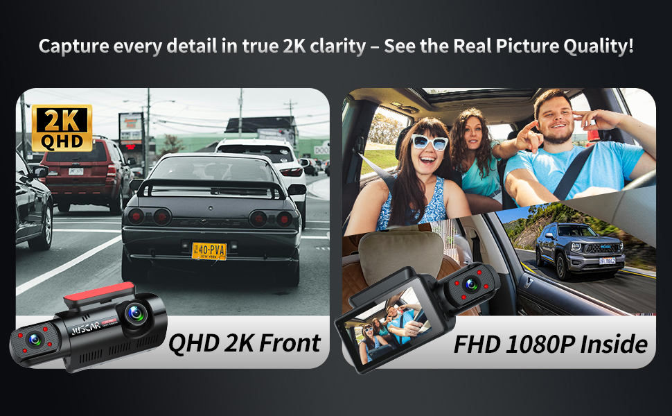 Front and Rear 2K + 1080P dash cam