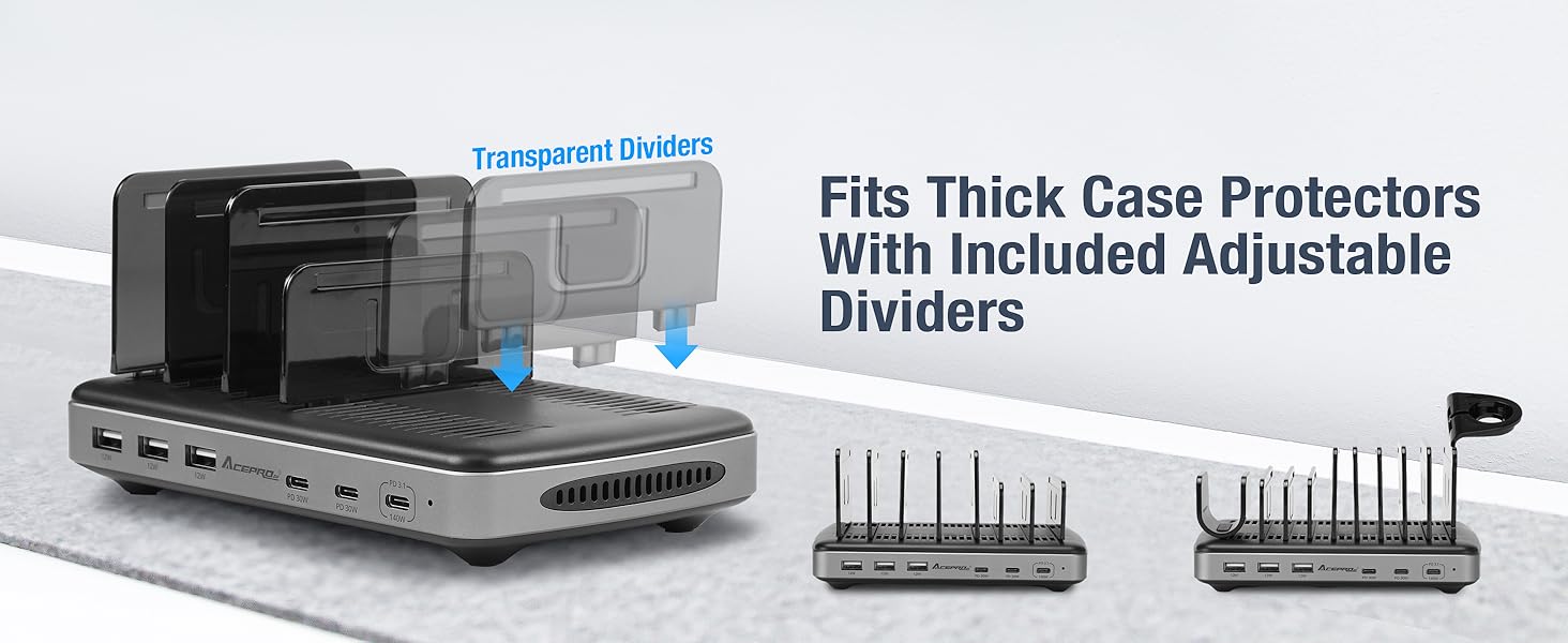 adjustable tablet dividers to accomodate devices of any thickness