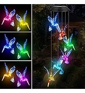 Fohil Solar Wind Chimes - Hummingbird Wind Chimes Outdoor Color Changing Solar Lights Waterproof ...