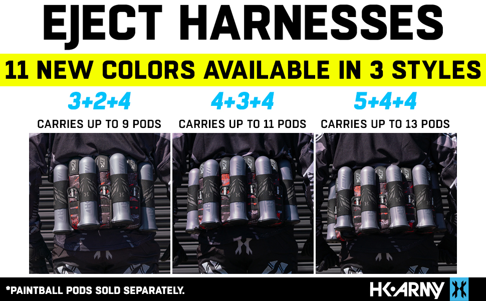 HK Army 3+2 Eject Paintball Harness Pod Pack Scorch