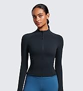 CRZ YOGA Butterluxe Womens Cropped Slim Fit Workout Jacket Weightless Track Athletic Full Zip Up ...