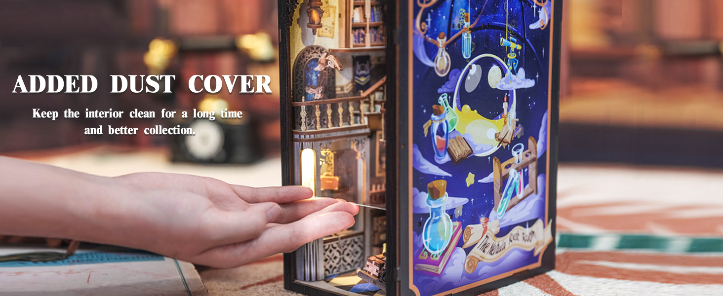 Fsolis DIY Book Nook Kit,3D Wooden Puzzle Bookends Book Nook Shelf