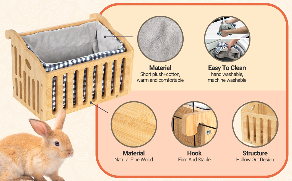 SUKEOPET Rat Hammock with Plush, Wooden Hanging Basket