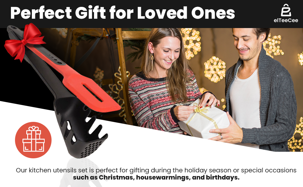 Housewarming gift kitchen utensils with stainless steel spatulas for kitchen use serving tongs