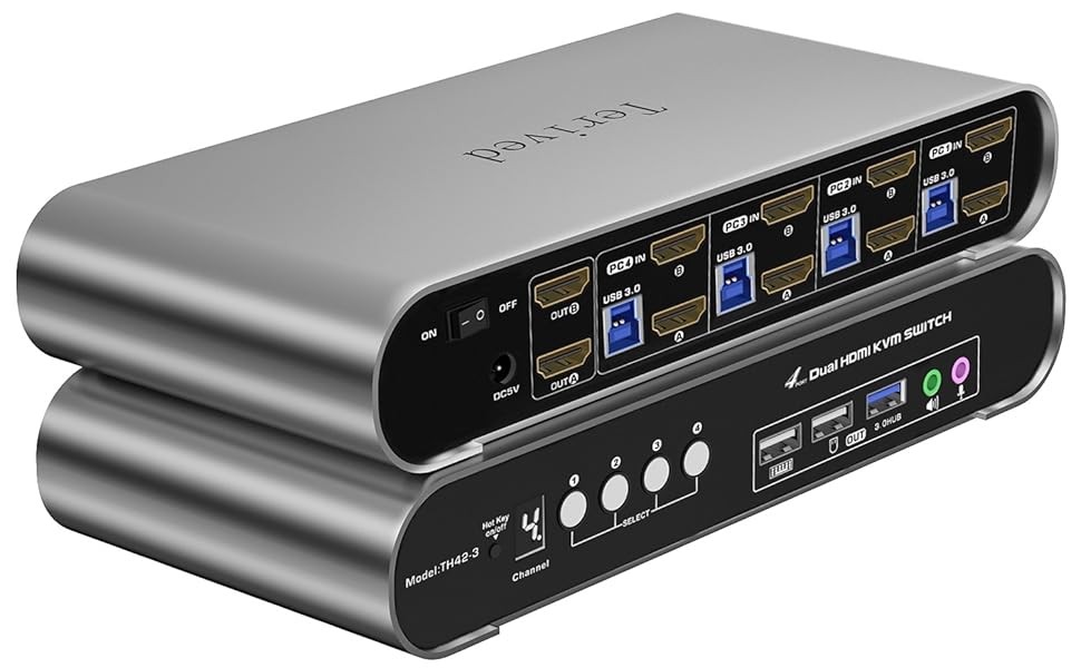 Amazon.com: Terived 4 Computers 2 Monitors USB 3.0 HDMI KVM