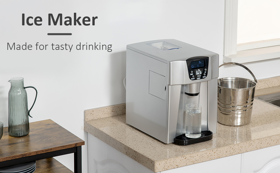 Ice Maker Machine and Water Dispenser, Counter Top Ice Cube