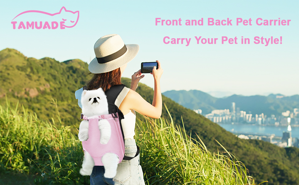 TAMUADE Dog Carrier Backpack Legs Out Front Facing Dog Carrier Adjustable Dog