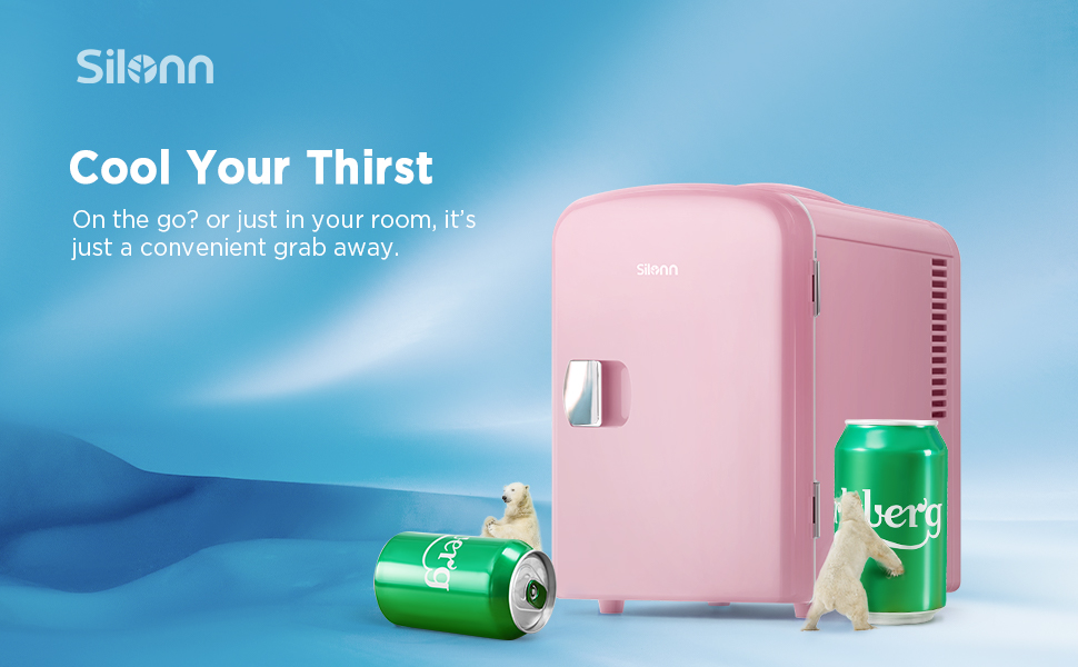 Silonn Mini Fridge, Portable Skin Care Fridge, 4 L/6 Can