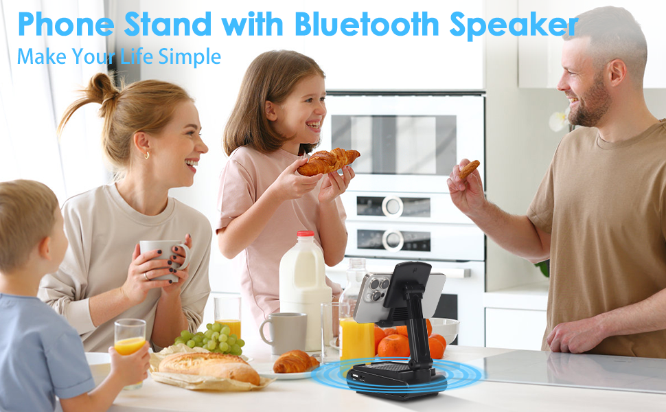 Wireless Bluetooth speaker with phone holder