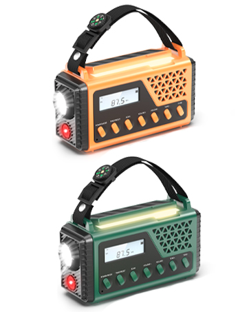 crank radio solar charging with flashlight and power bank